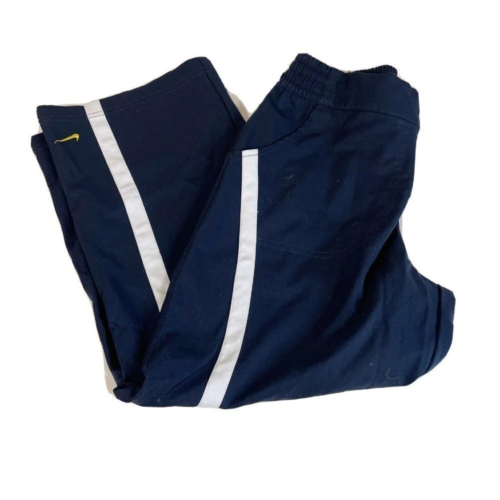 Nike Youth Drawstring Straight Athletic Track Pants Navy Blue‎ M Pockets Y2k 90s